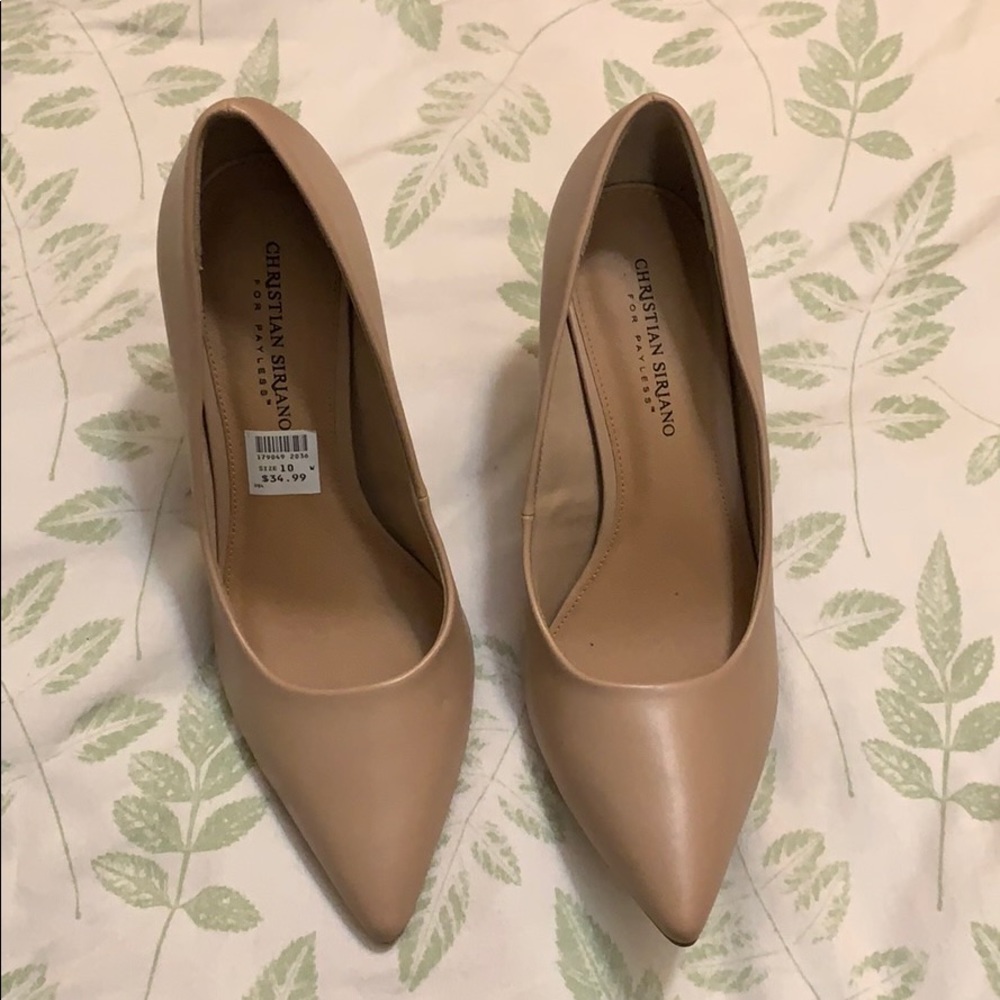 Pointy nude heels